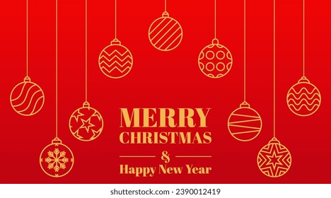 red Christmas background, with a gold Christmas ball icon. vector design for banner, greeting card, poster, social media promotion, web.