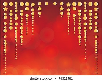 Red Christmas background with golden stars
