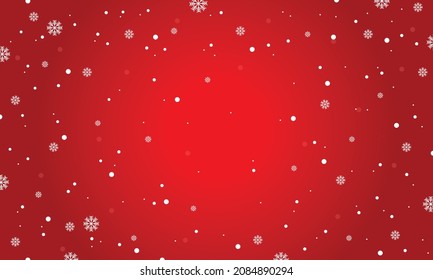 Red christmas background with many snowflake