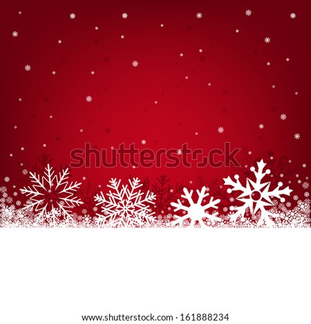 Red Christmas background on a winter theme with a beautiful falling snow