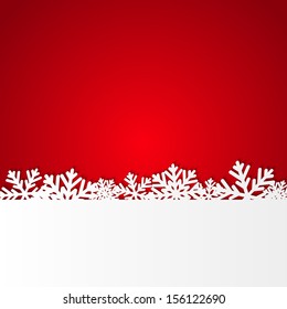 Red Christmas background with paper snowflakes