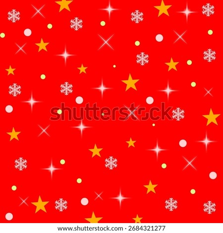 Red Christmas Background Pattern Showing Snowflakes, Glitters, Stars And Dots. Can Be Used For Christmas Decoration, Gift Wrapping, Background, Greetings, Invitations, Fabric, Christmas Products Etc.