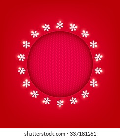 Red Christmas Background with  round frame
