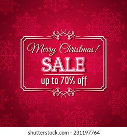 red christmas background and sale offer, vector