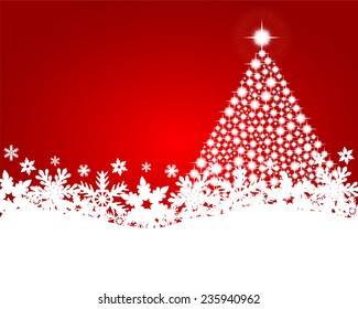 Fondo de Navidad rojo con brillante árbol de Navidad 
