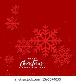 red christmas background with snow flakes design