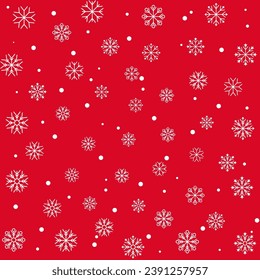 red christmas background with snow icons. vector for greeting card template, poster, banner, social media.