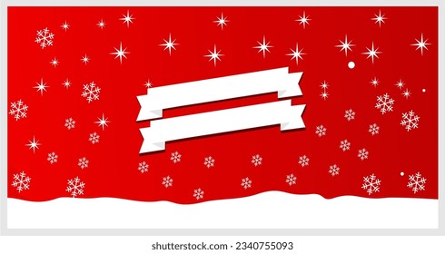 Red Christmas background with snow and star clipart and tape clipart