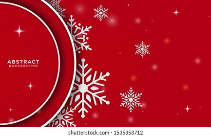 red christmas background with snowfall, bokeh and snow glitters, can be used for christmas banner, wallpaper, abstract background, and winter season, flyer. vector
