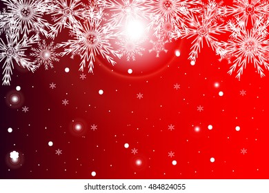 red christmas background with snowflake. vector