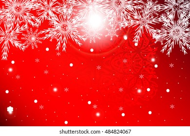 red christmas background with snowflake. vector
