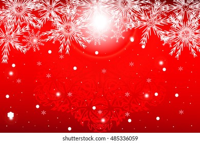 red christmas background with snowflake. vector