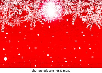 red christmas background with snowflake. vector