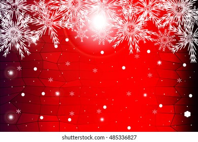 red christmas background with snowflake. vector