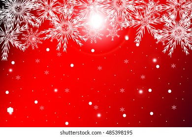 red christmas background with snowflake. vector