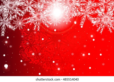 red christmas background with snowflake. vector