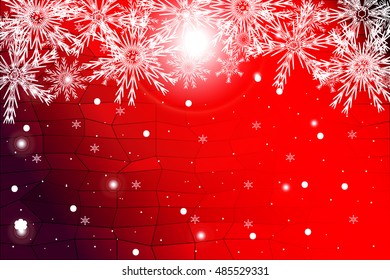 red christmas background with snowflake. vector