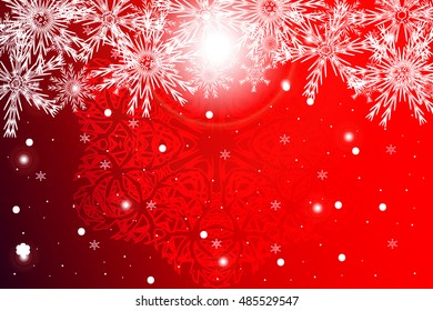 red christmas background with snowflake. vector
