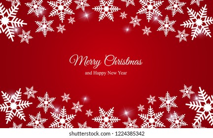 Red Christmas Background with Snowflakes
