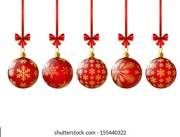 Red Christmas background with snowflakes