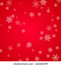 red christmas background with snowflakes