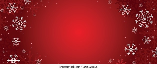Red Christmas background with snowflakes
