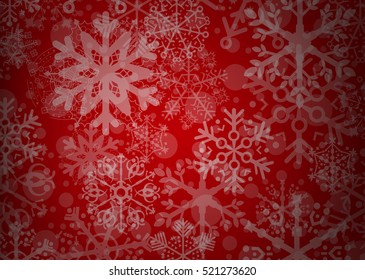 red christmas background and snowflakes