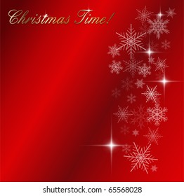 Red Christmas background with snowflakes