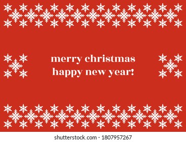 Red Christmas background with snowflakes. Beautiful winter Christmas frame. Vector illustration EPS 10