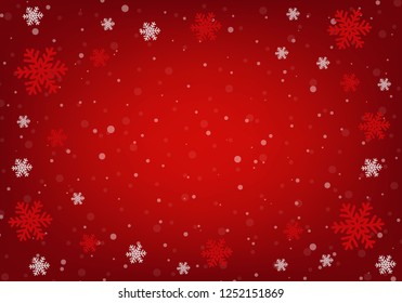 A red Christmas background with snowflakes borders.