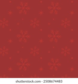 Red christmas background with snowflakes. Christmas holiday pattern. Christmas winter holiday design.