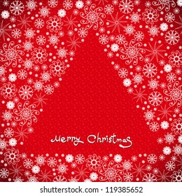 Red christmas background with snowflakes pattern