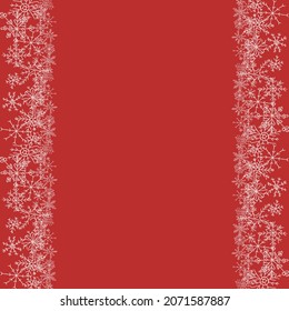 red christmas background with snowflakes and place for text
