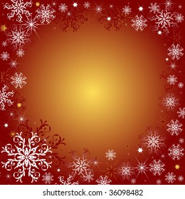 Red christmas background with snowflakes and a place for the text (vector)