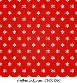 Red Christmas background with snowflakes, seamless pattern, illustration.