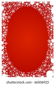 Red Christmas background with snowflakes and space for text