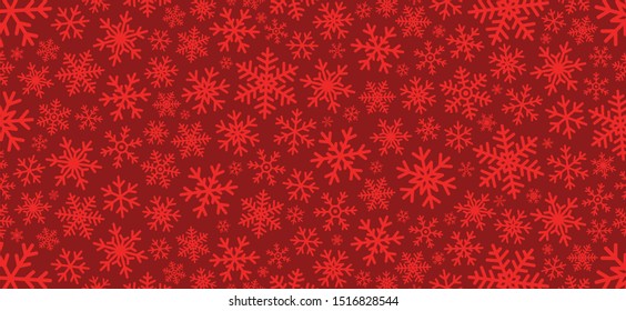 Red christmas background with snowflakes. Vector illustration