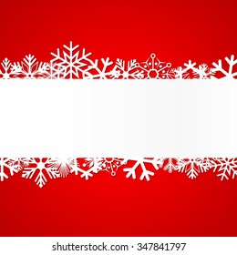 Red Christmas background with snowflakes. Vector Illustration