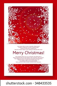 Red Christmas background with snowflakes. Vector eps10.