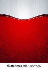red christmas background with snowflakes, vector illustration