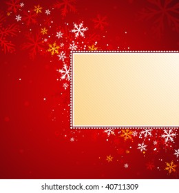 red christmas background with snowflakes, vector illustration