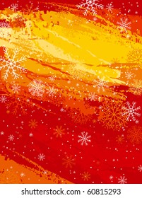 red christmas background with snowflakes, vector illustration