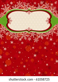 red christmas background with snowflakes,  vector illustration
