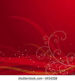 red  christmas background with snowflakes, vector illustration
