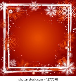 red christmas background with snowflakes,vector illustration