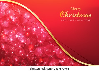 Red christmas background with sparkling snow effect. Vector design for ads, banners, greeting cards, social media posts and more