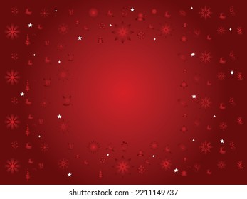 Red Christmas background with stars, snowflakes. vector illustration.