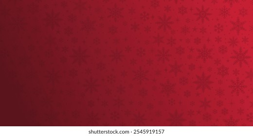 Red Christmas background texture, snowflake vector illustration, gradient greeting winter holiday banner design
