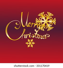 Red christmas Background With Typography "Merry Christmas" and snowflakes
