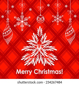Red Christmas background: vector illustration